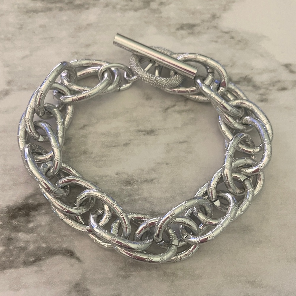 Chunky Silver Chain Toggle Bracelet